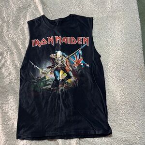 Iron Maiden Black Graphic Band Tank Top - Black with Multicolor Print